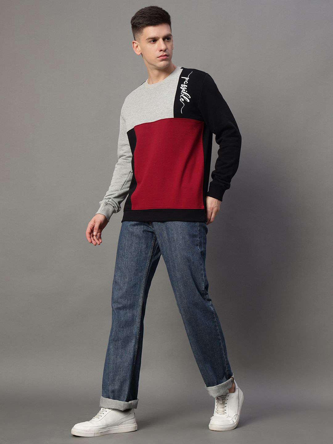 

GET GOLF Men Long Sleeves Round Neck Sweatshirt, Grey