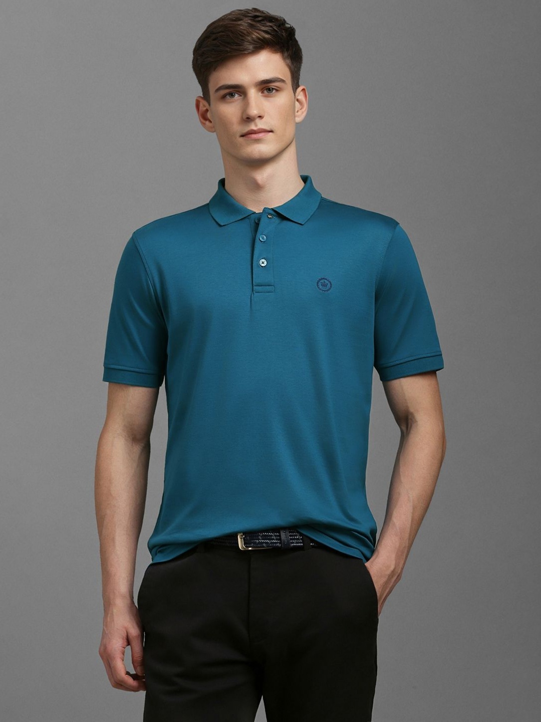 

Louis Philippe Men Polo Collar T-shirt, Blue