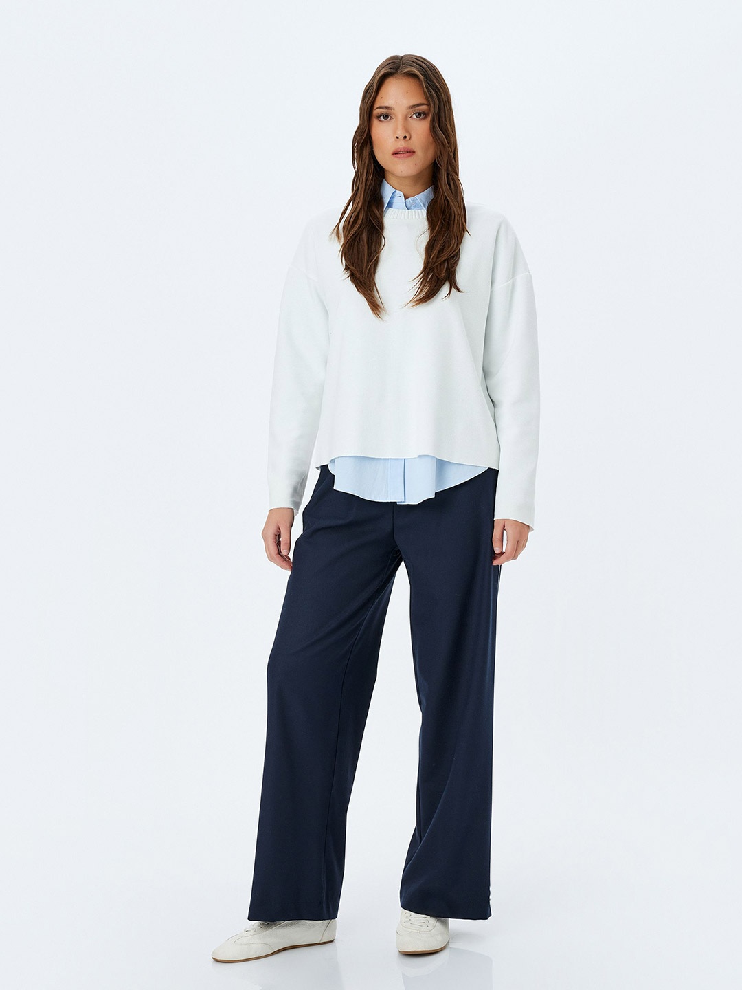 

Koton Women Long Sleeves Round Neck Casual Pullover Sweatshirt, White