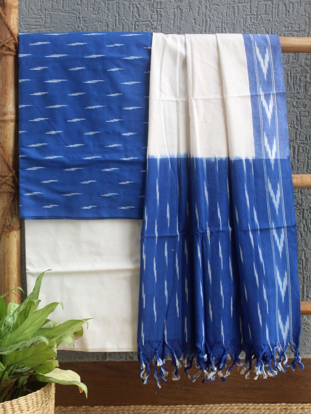 

Weaves of Tradition Pure Cotton Unstitched Dress Material, Blue