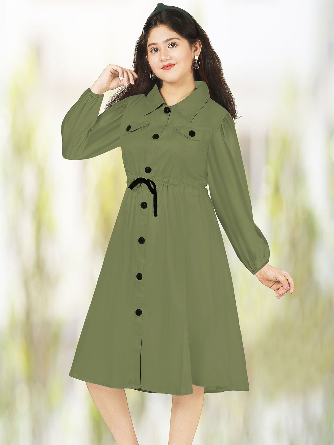 

KAARIGARI Girls Shirt Dress, Green