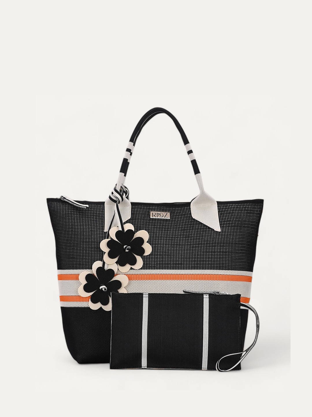 

Rioz Oversized Structured Tote Bag with Fringed, Black