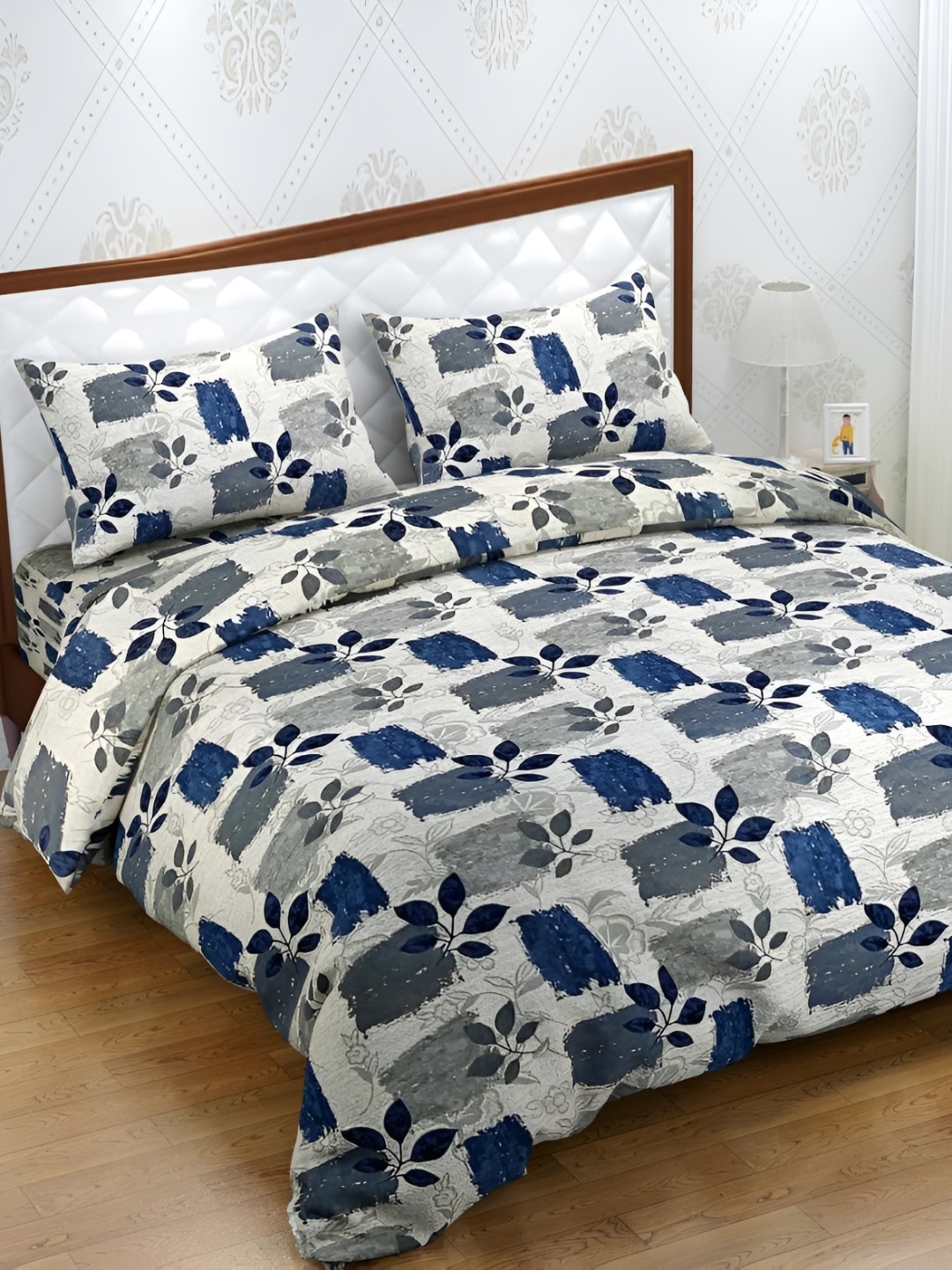 

Trance Home Linen Pure Cotton Queen Rajai Cover/Blanket Cover/Quilt Cover with Zipper, Blue