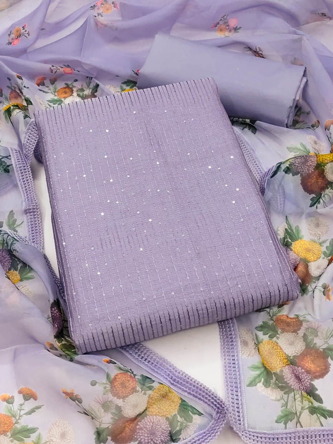 

ZEEPKART Unstitched Dress Material, Lavender