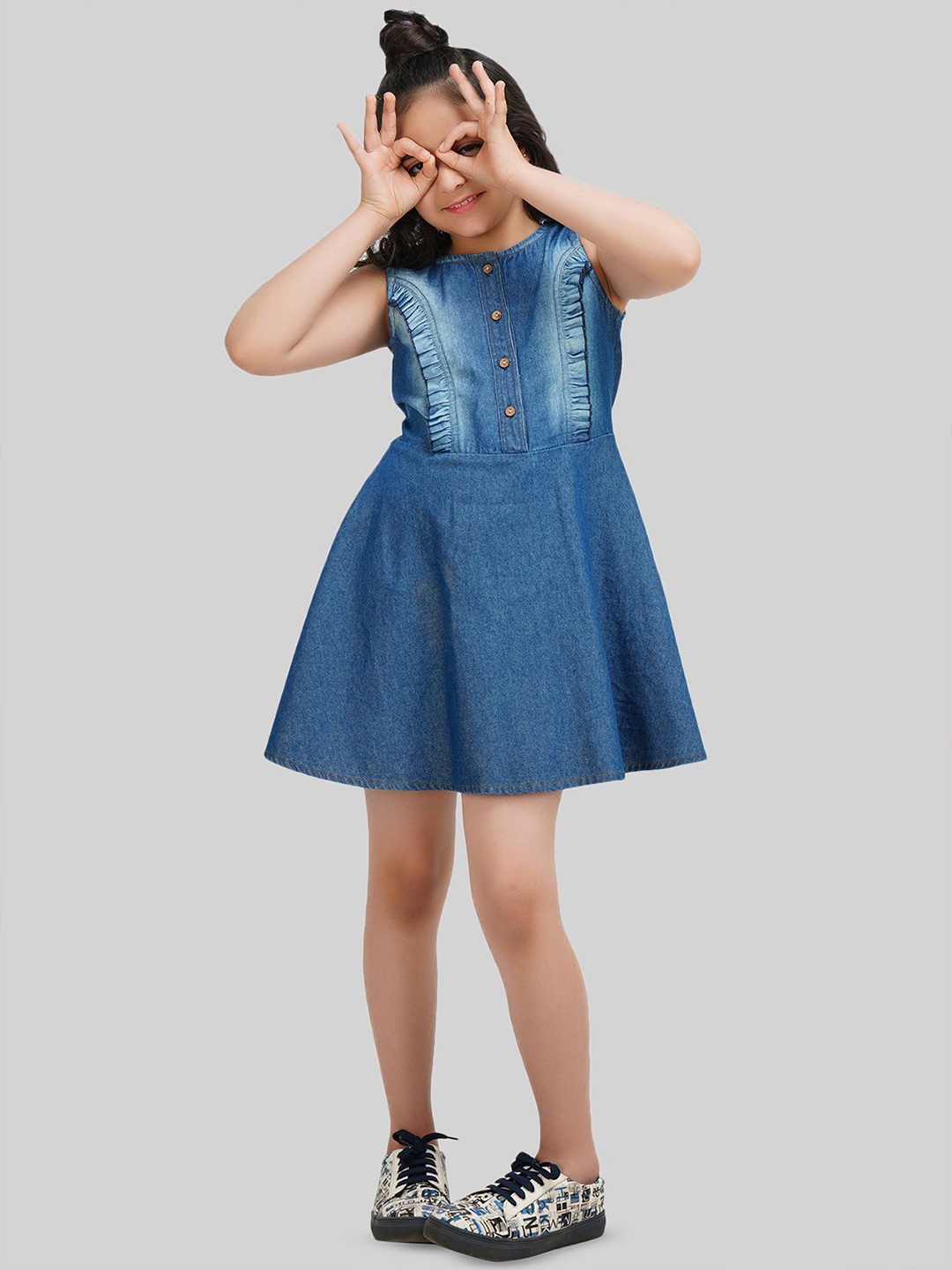 

BEING NAUGHTY Girls Denim Fit & Flare Dress, Blue