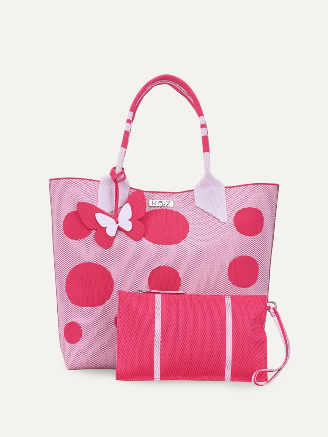 

Rioz Oversized Structured Tote Bag with Applique, Pink