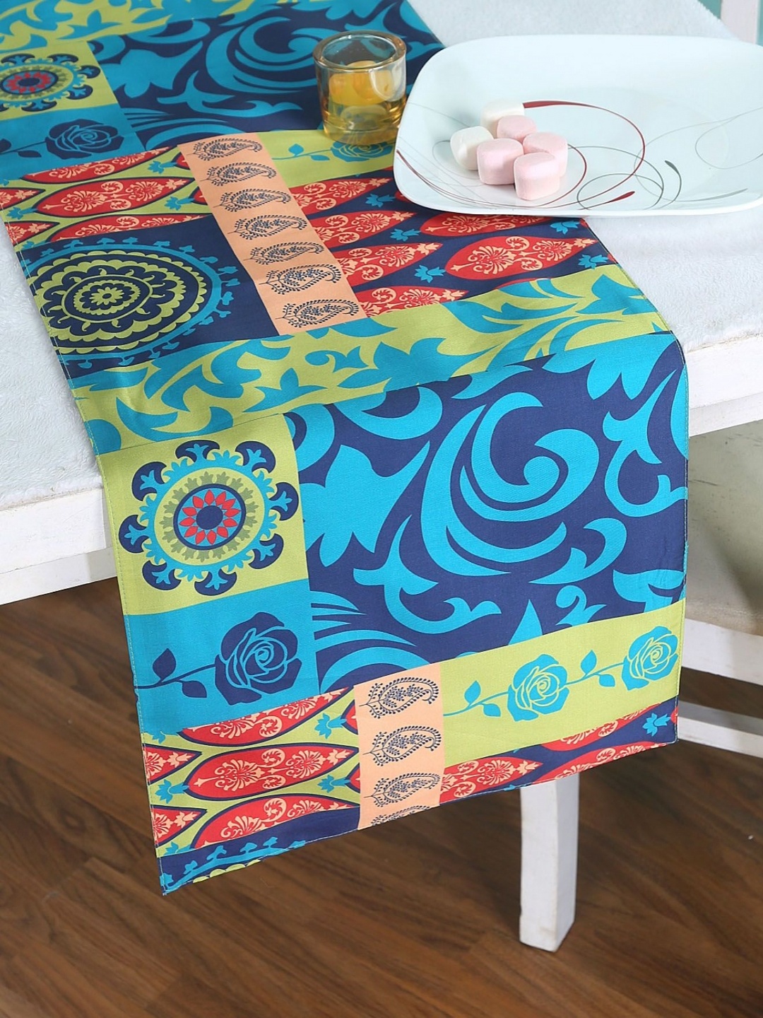 

PENTADECO 54" Mandala Printed Table Runner, Blue