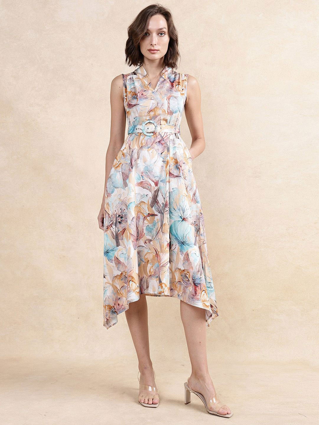 

RAREISM Floral Print A-Line Midi Dress, Multi