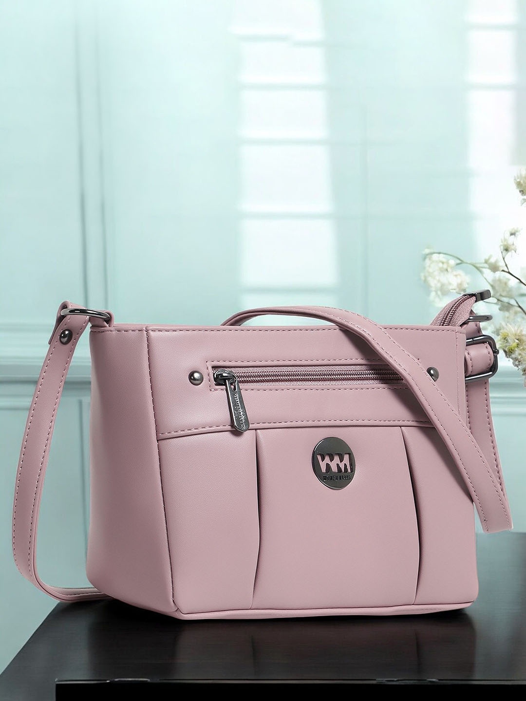 

WOMEN MARKS PU Sling Bag with Applique, Pink