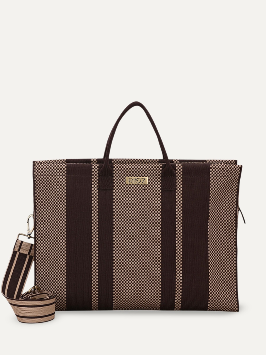 

Rioz Oversized Structured Handheld Bag with Tasselled, Brown