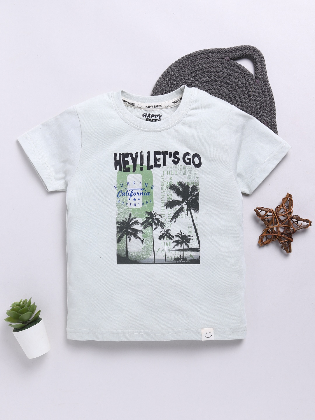 

Happy Faces Kids Boys Graphic Printed Pure Cotton T-Shirt, Green