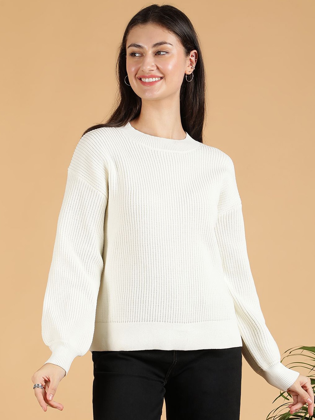 

Stylecast X Kotty Women Ribbed Pullover, Off white