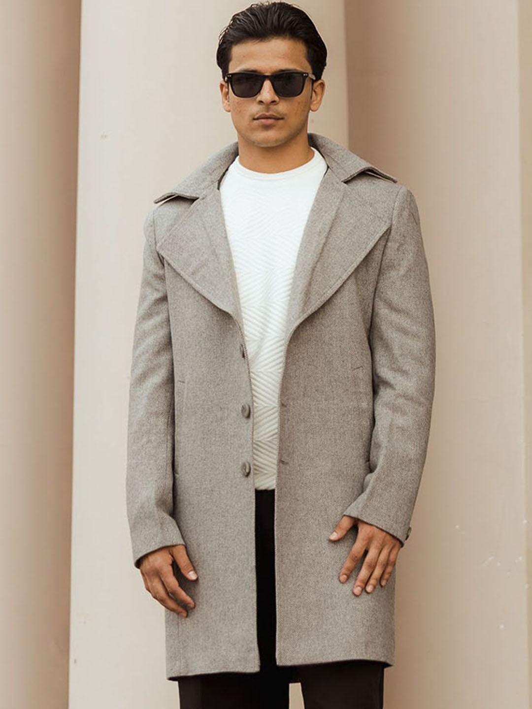

JAVINISHKA Single-Breasted Overcoat, Grey