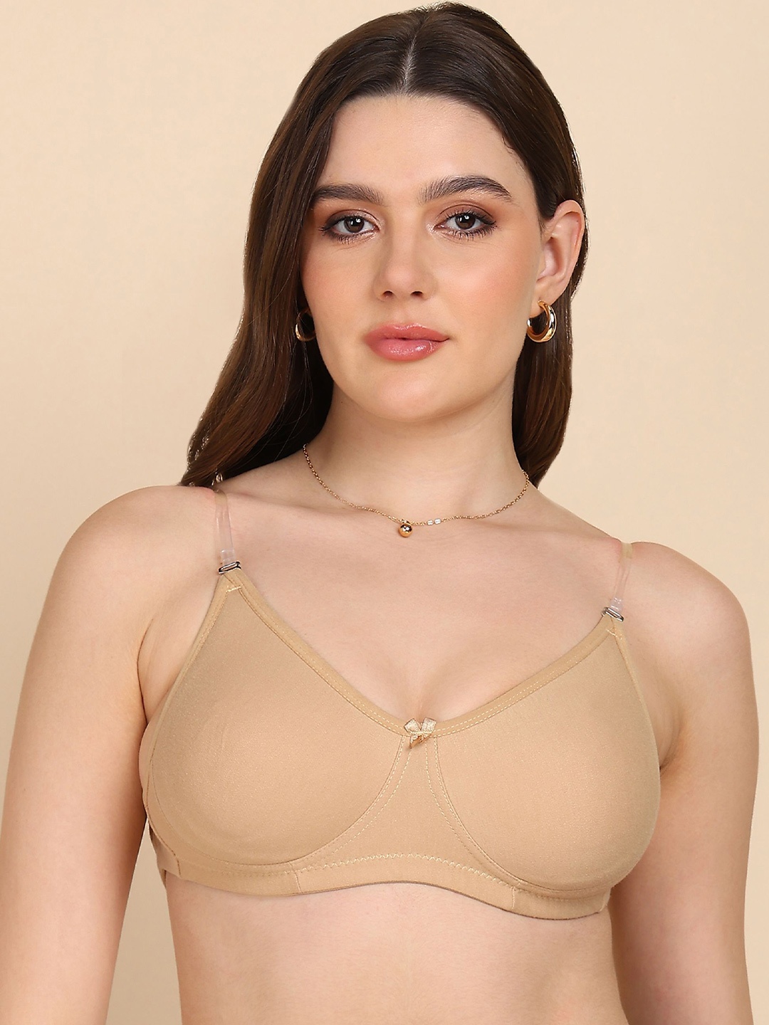 

Tweens Full Coverage Side-Panel and Concealer Back Transparent Non Padded T-shirt Bra, Beige