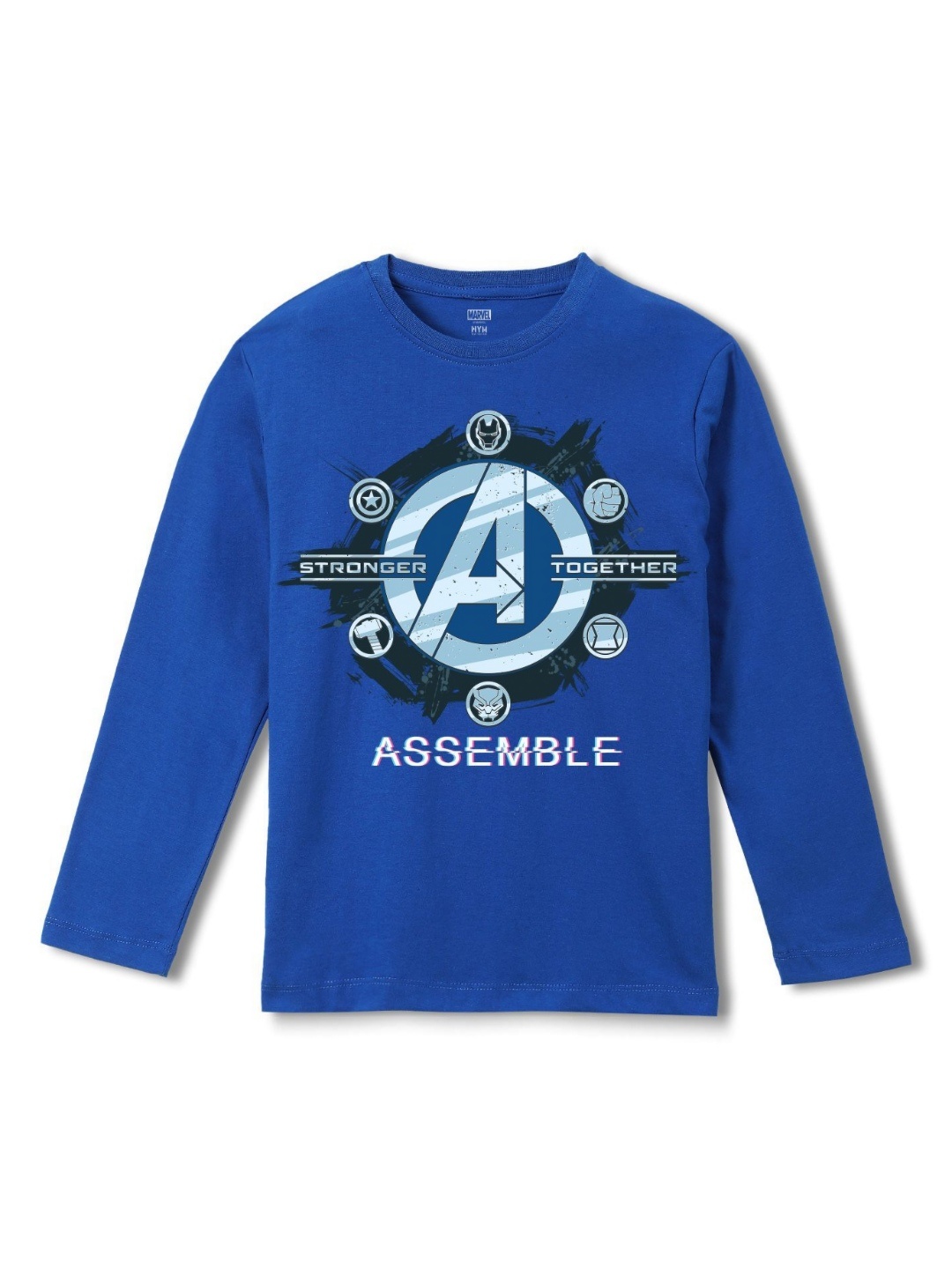 

Wear Your Mind Boys Avengers Printed Pure Cotton Applique T-shirt, Blue