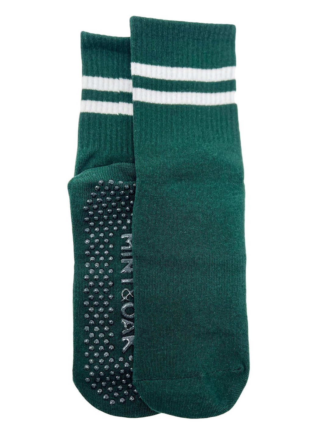 

Mint & Oak Women Stripped and Grip Calf Length Socks, Green