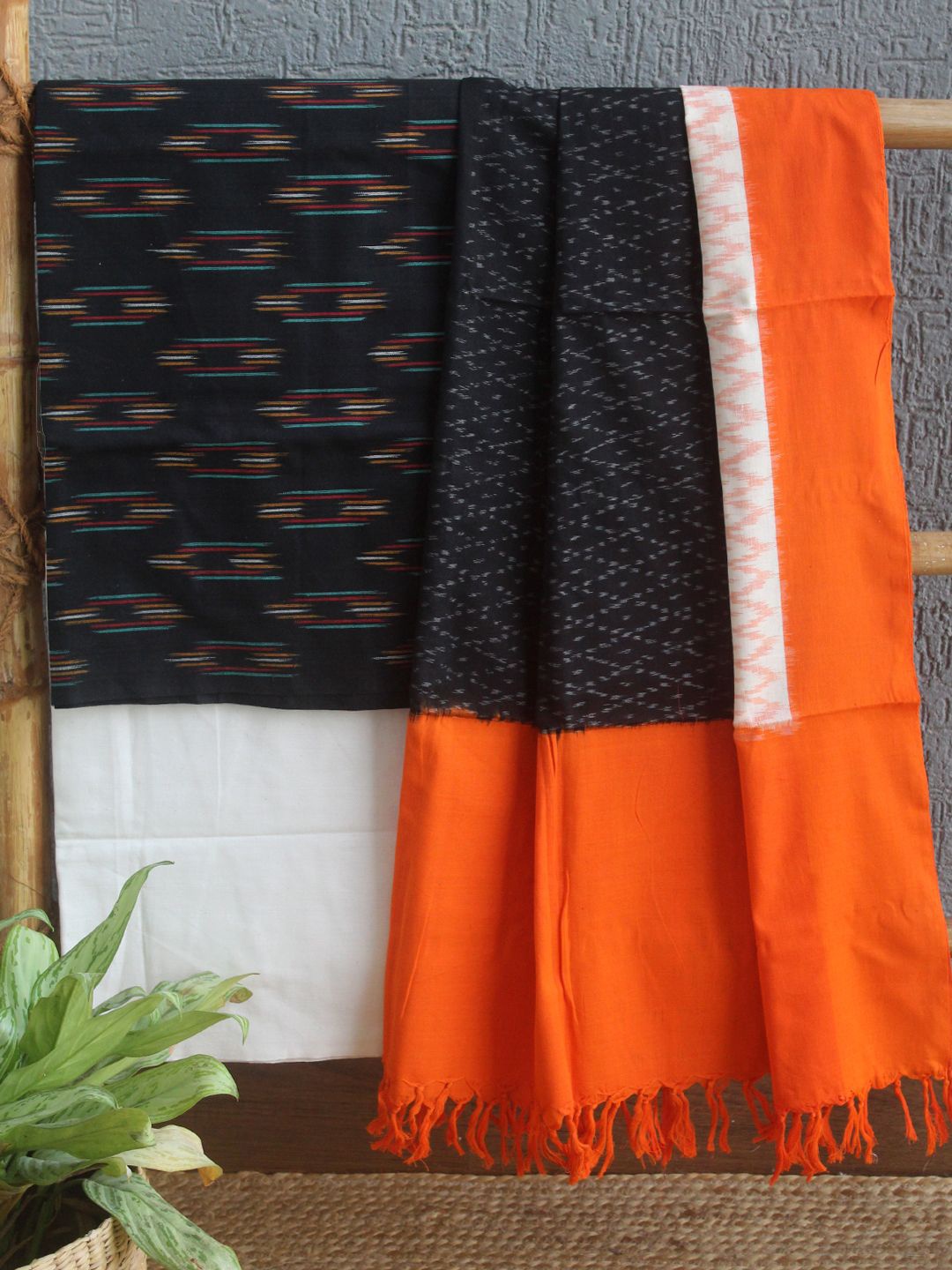 

Weaves of Tradition Pure Cotton Unstitched Dress Material, Black