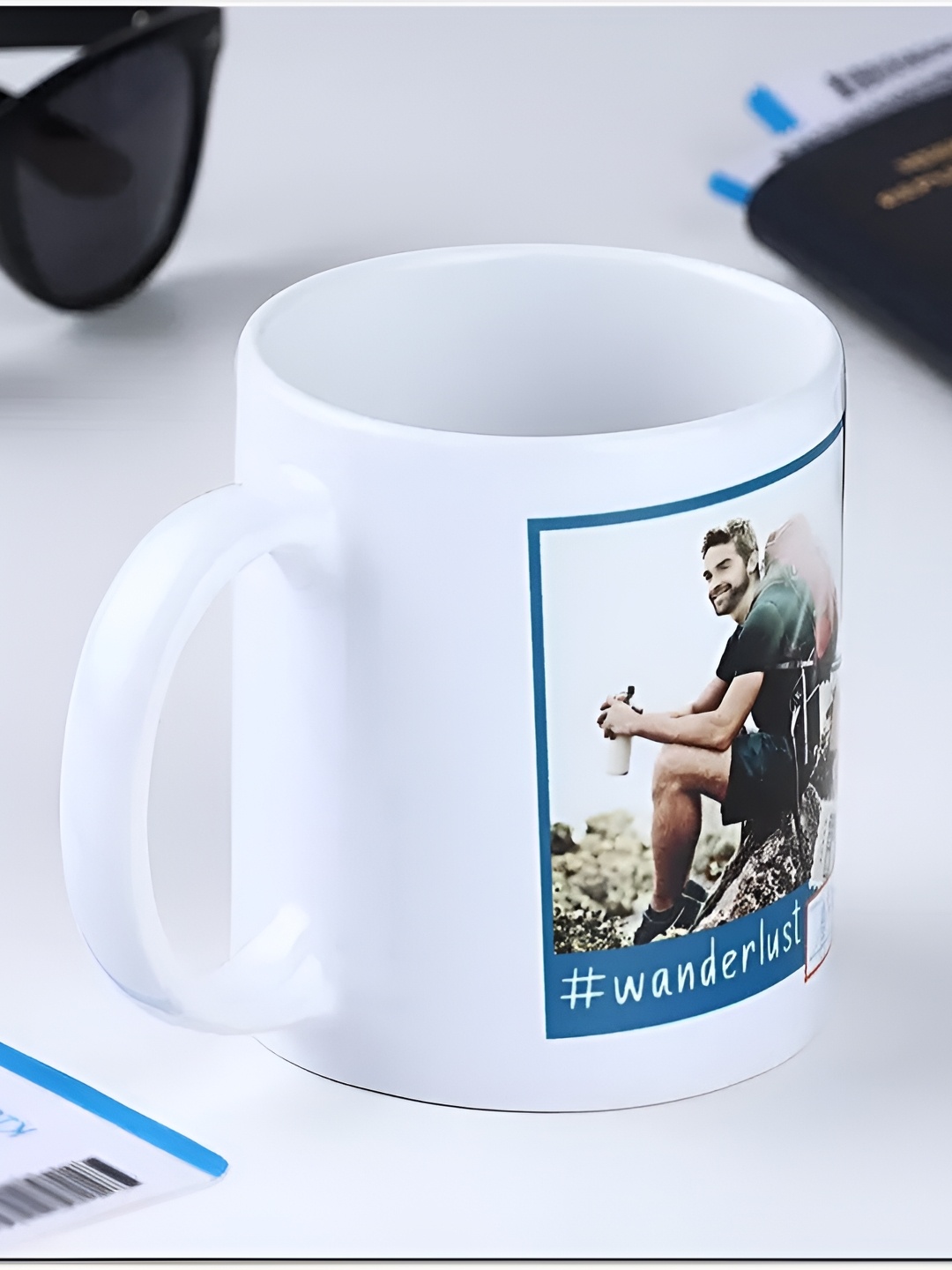 

fnp White & Blue Printed Ceramic Glossy Mugs Set of Cups and Mugs