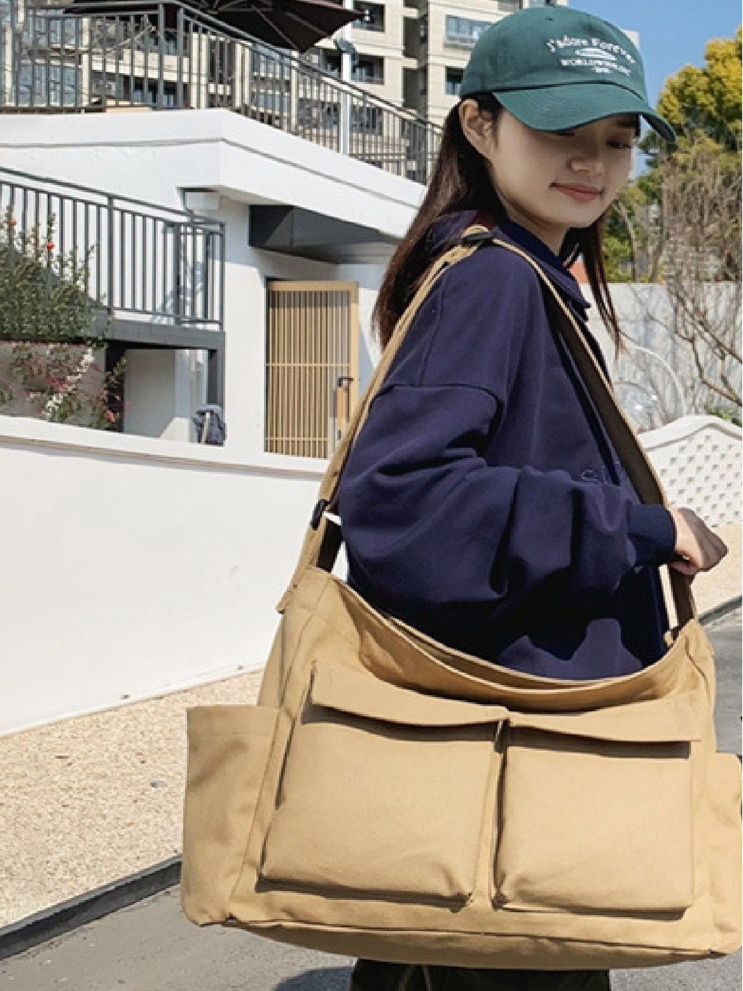 

StyleCast Khaki Solid Structured Side Bag