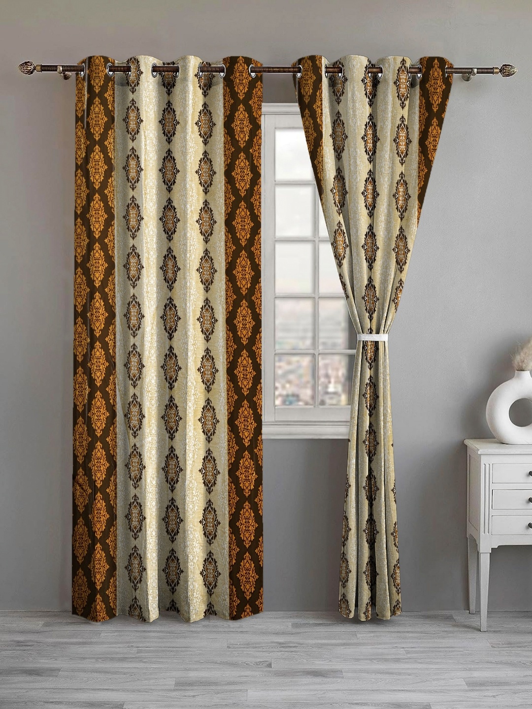 

Lunar Days Brown Set of 2 Floral Room Darkening Long Door Curtain