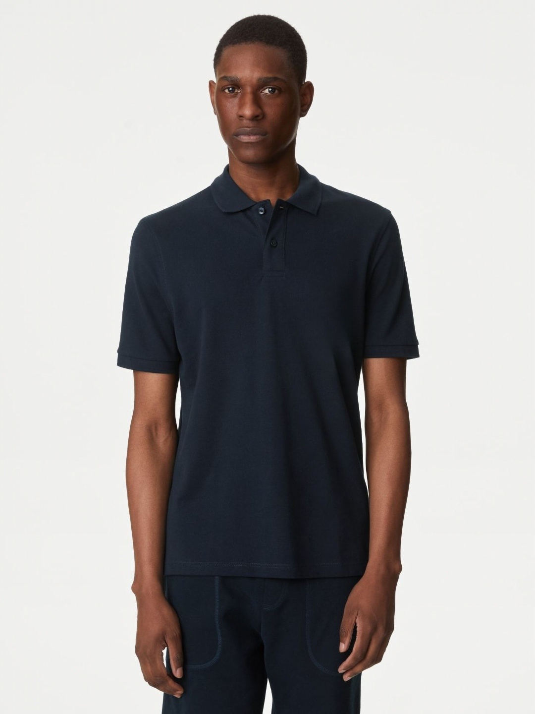 

Marks & Spencer Men Mandarin Collar Pockets T-shirt, Navy blue