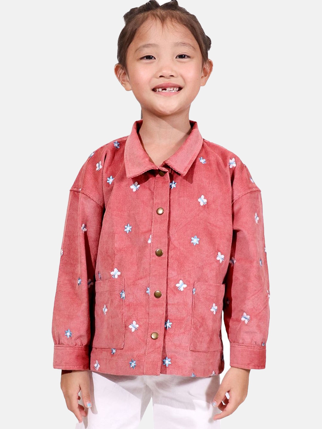 

Whistle & Hops Girls Geometric Corduroy Tailored Jacket, Pink