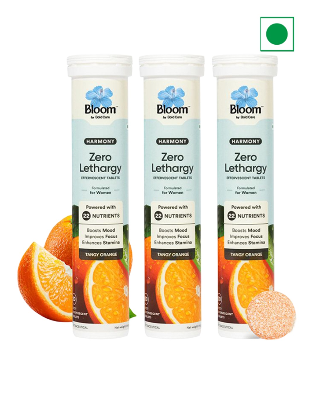 

Bloom Set Of 3 Zero-Lethargy Effervescent Tablets- 20 Tablets Each, Orange