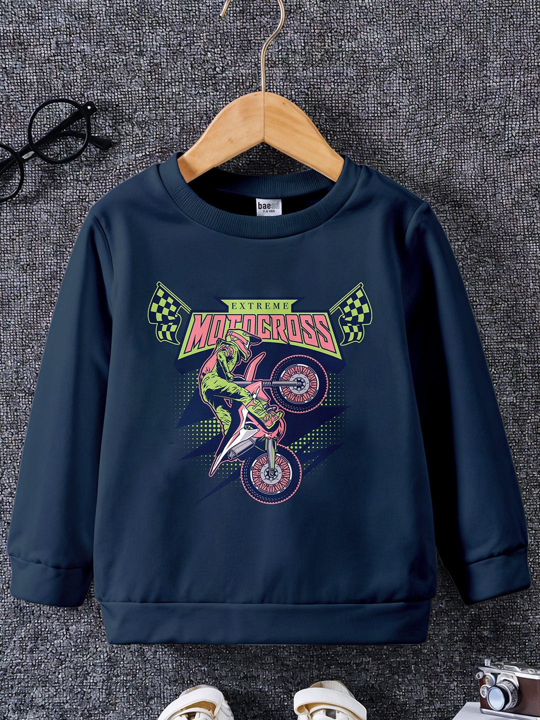 

BAESD Boys Printed Pullover Sweatshirt, Navy blue