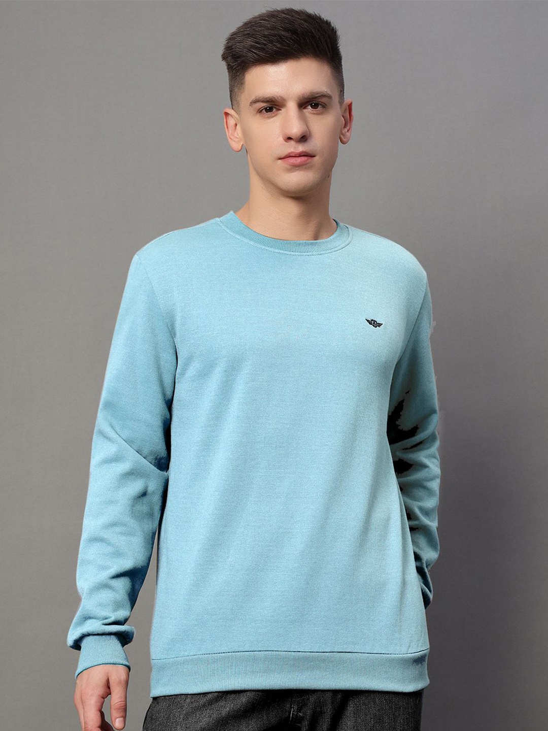 

GET GOLF Men Solid Round Neck Sweatshirt, Turquoise blue