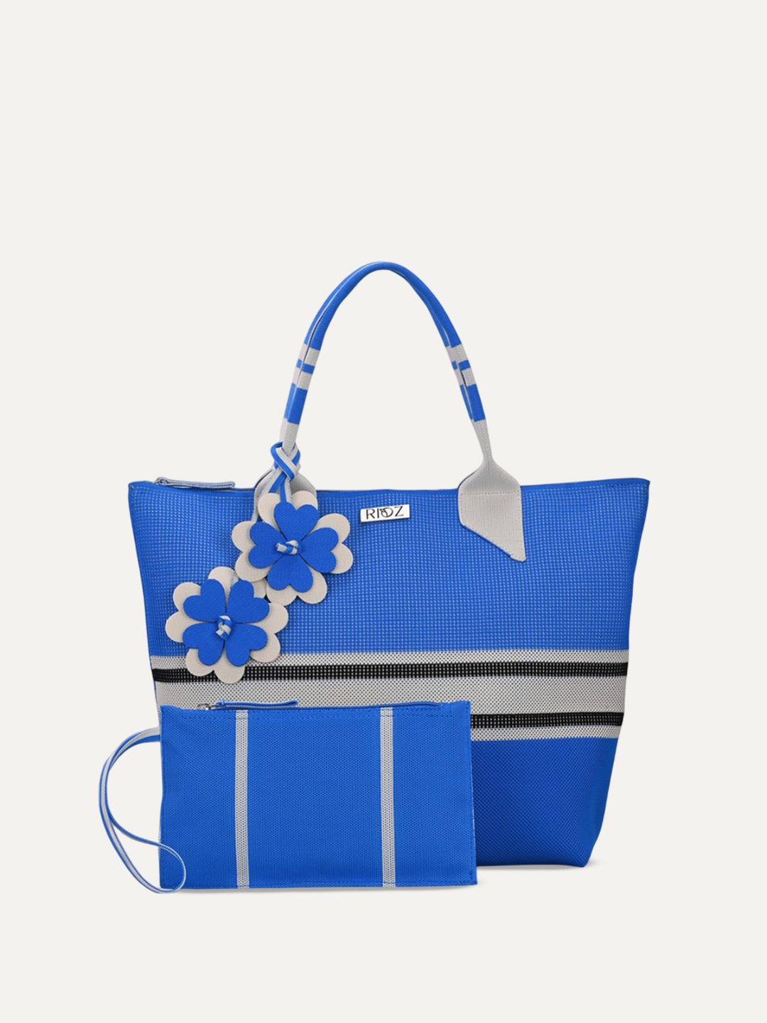 

Rioz Oversized Structured Handheld Bag with Bow Detail, Blue