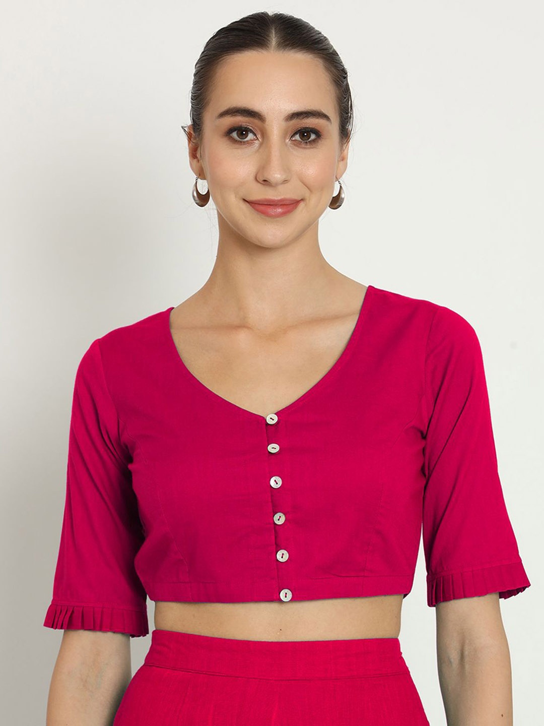 

Thevasa V-Neck Saree Blouse, Pink