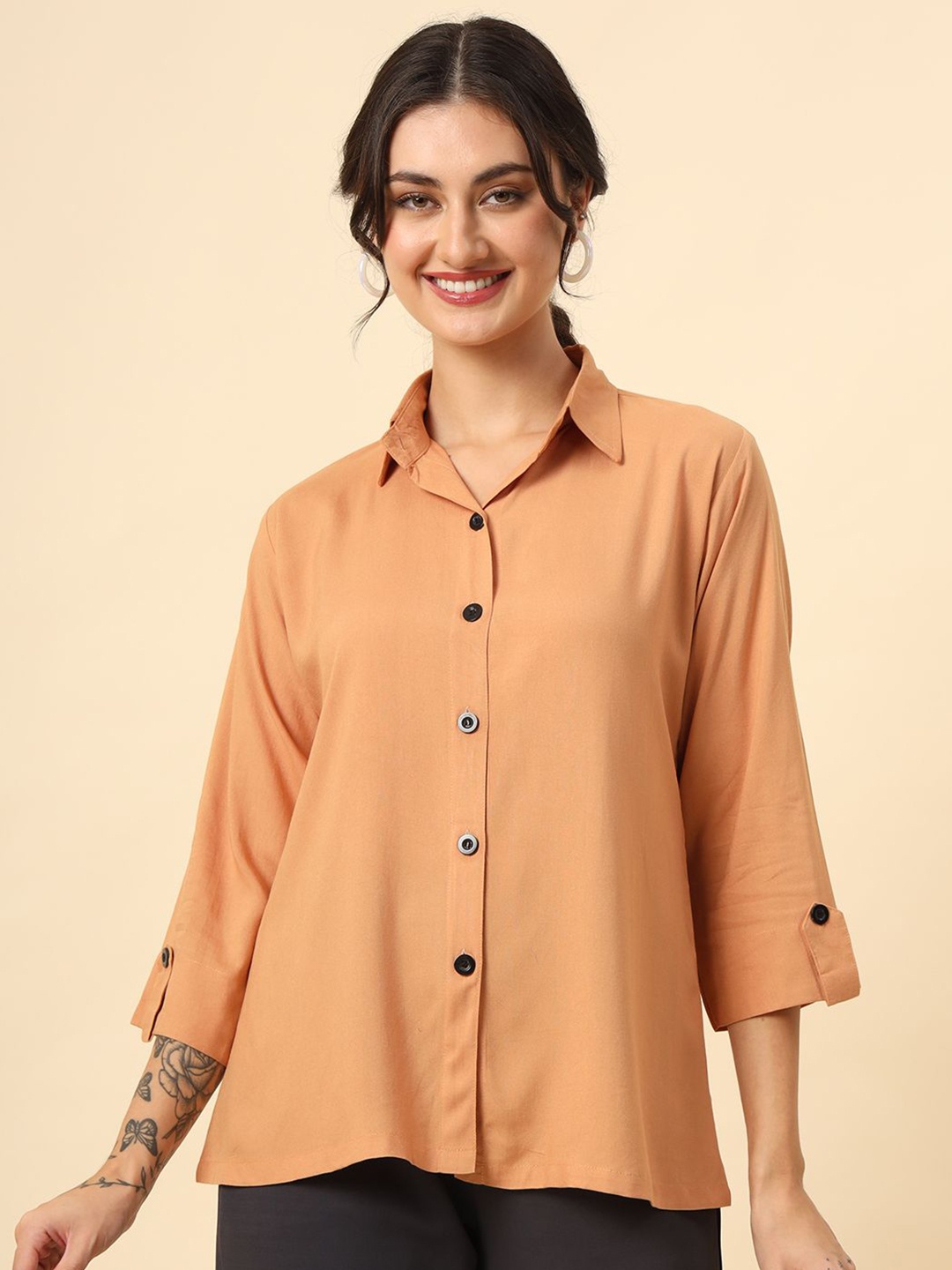 

HERE&NOW Women Comfort Opaque Casual Shirt, Mustard