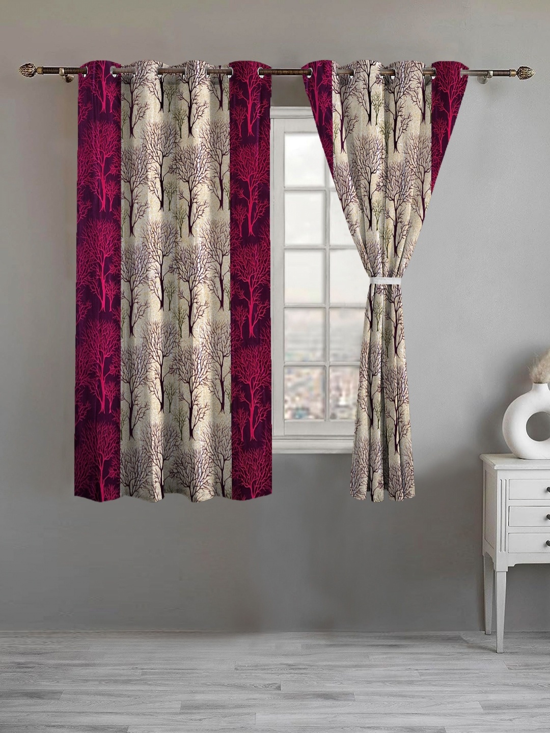 

Lunar Days Purple Set of 2 Floral Room Darkening Window Curtain