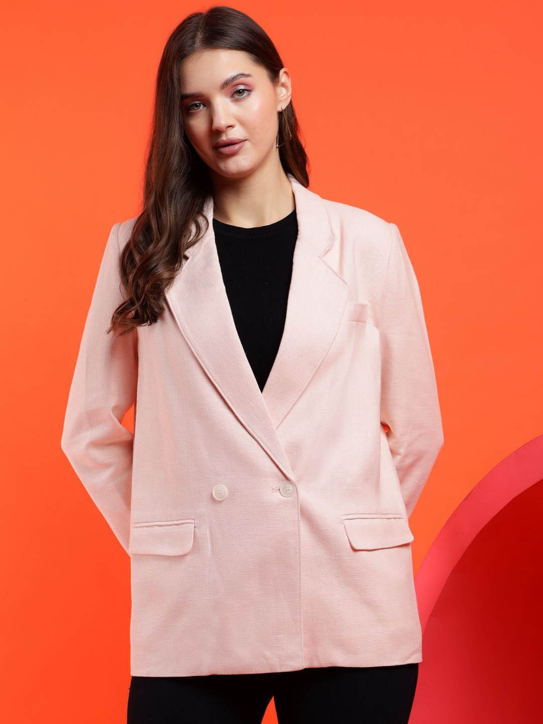 

Kotty Women Solid Notched Lapel Overcoat, Beige