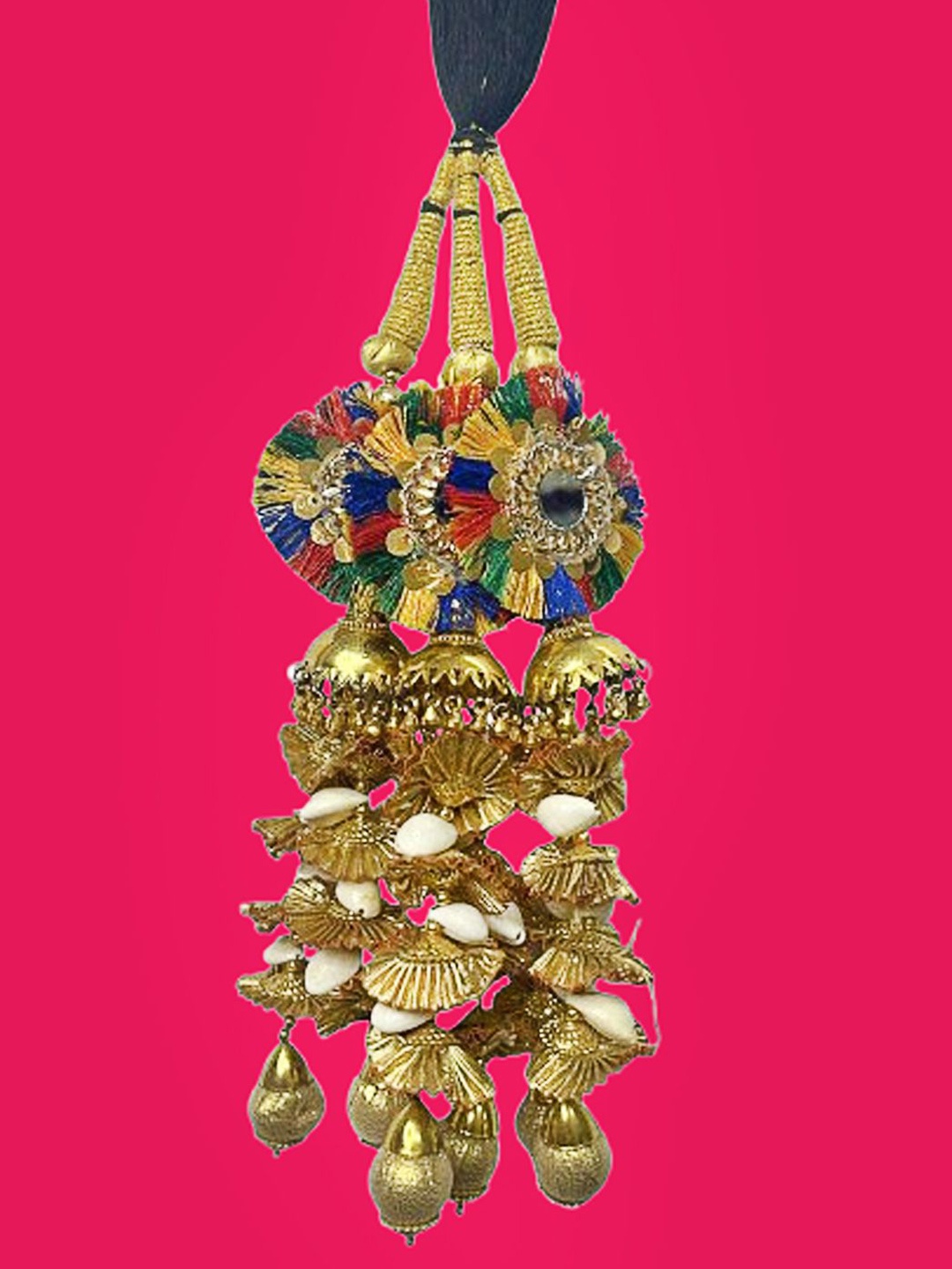 

KRENOZ Women Patiala Bridal Paranda Hair Accessory Set, Gold