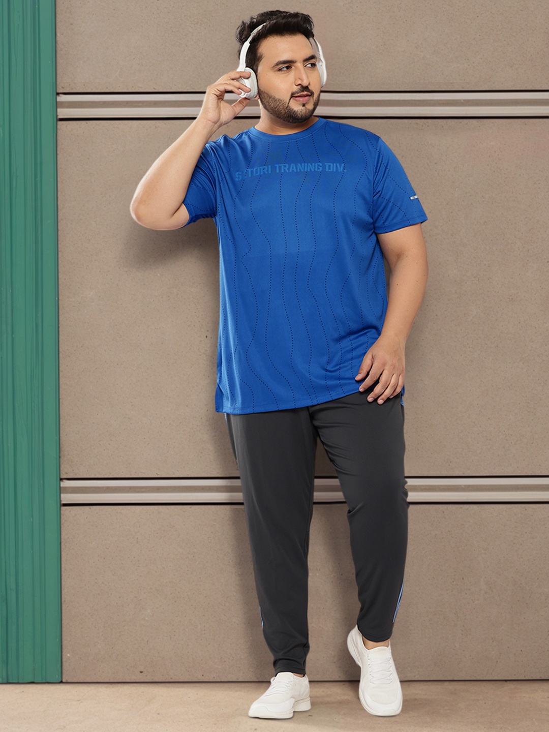

Sztori Plus Size Printed T-shirt, Blue