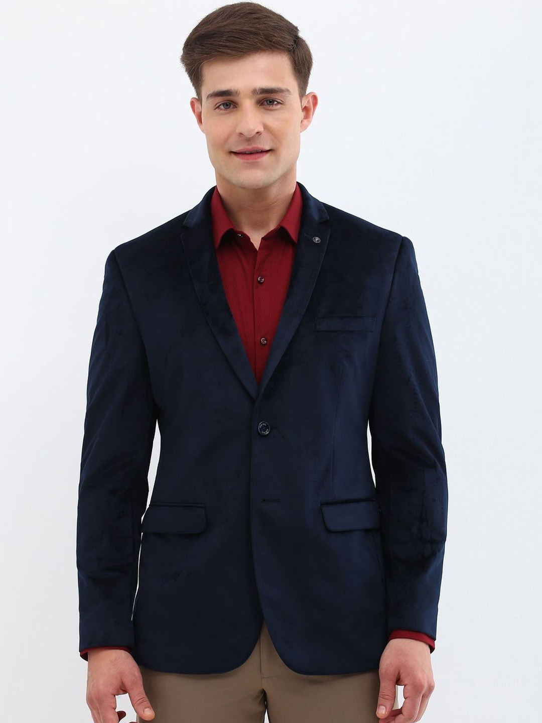 

Allen Solly Men Slim Fit Single-Breasted Blazer, Navy blue