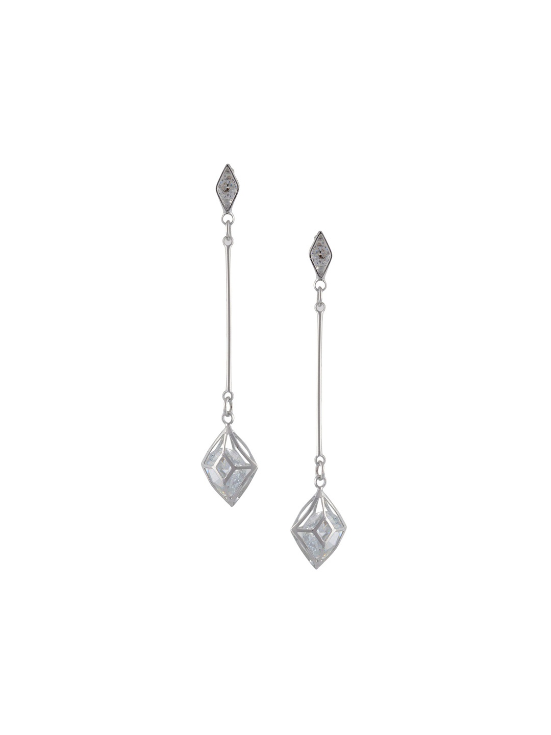 

HIGH TRENDZ Contemporary Drop Earrings, Silver