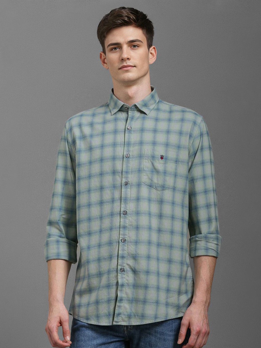 

Louis Philippe Sport Men Slim Fit Opaque Checked Casual Shirt, Grey