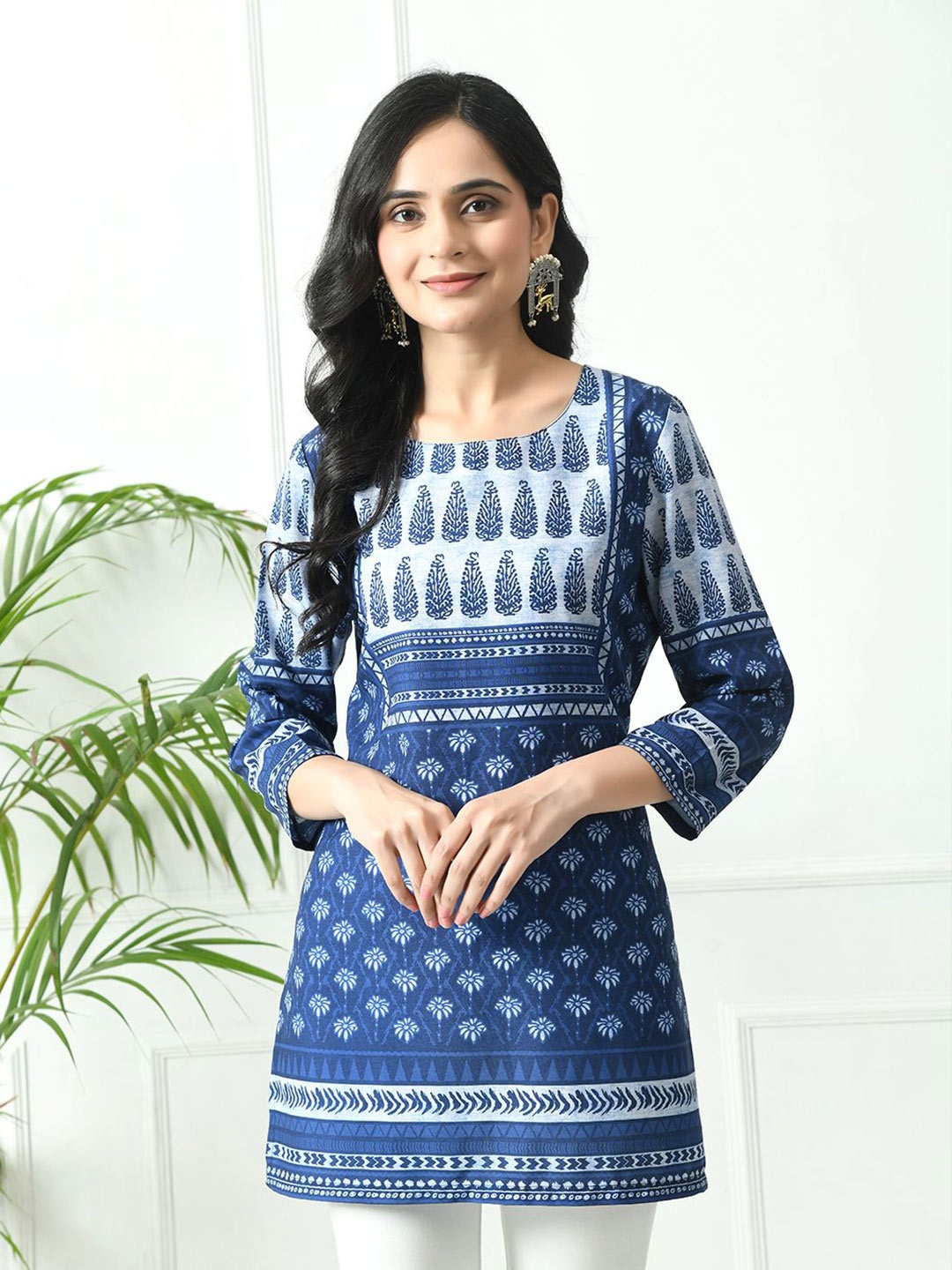 

MEESAN Printed Tunic, Blue