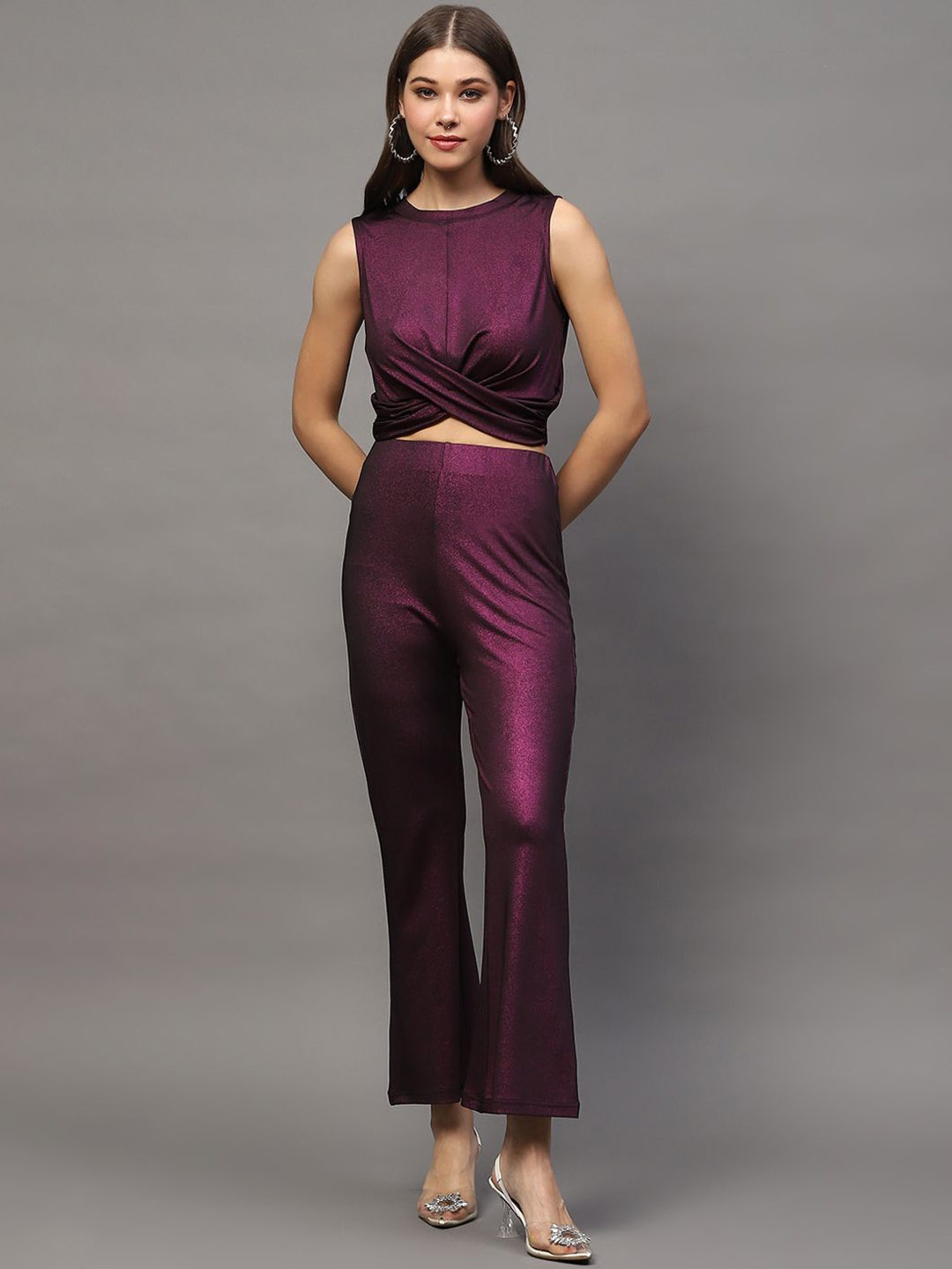 

StyleCast X SERA Round Neck Sleeveless Top With Trouser, Fuchsia