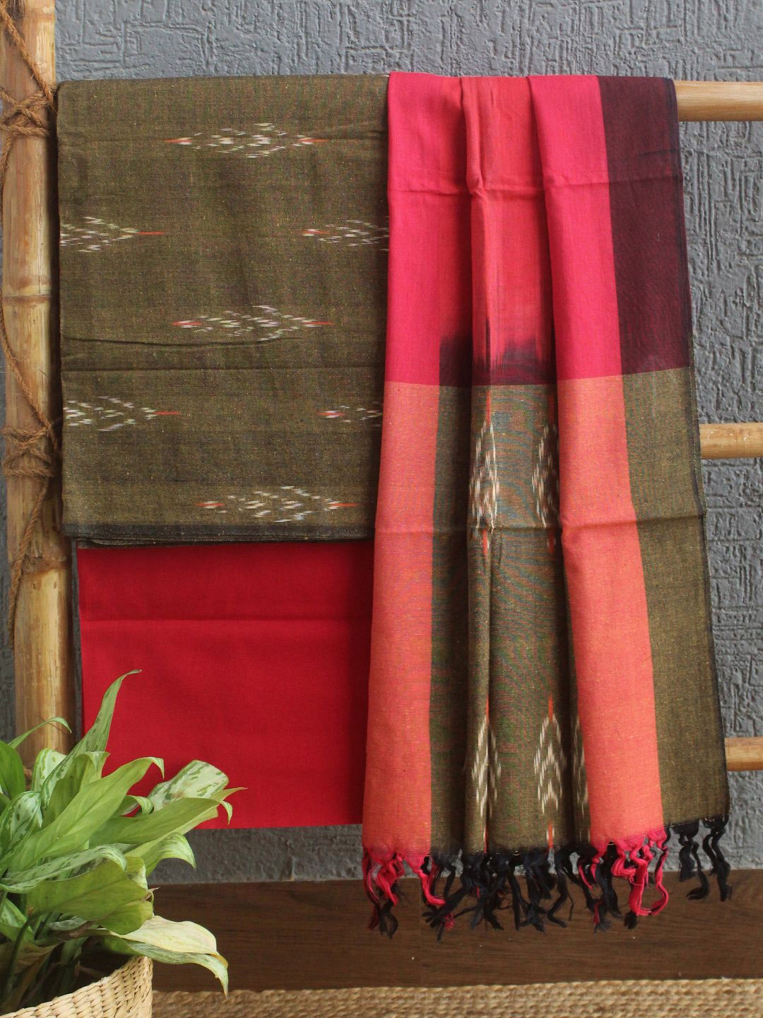 

Weaves of Tradition Pure Cotton Unstitched Dress Material, Brown