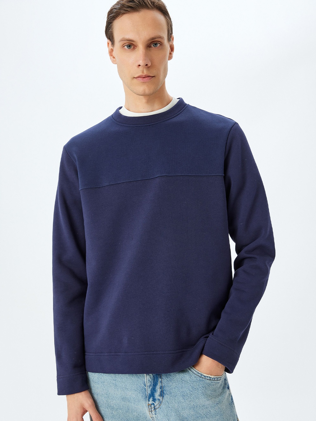 

Koton Men Round Neck Pullover Sweatshirt, Blue