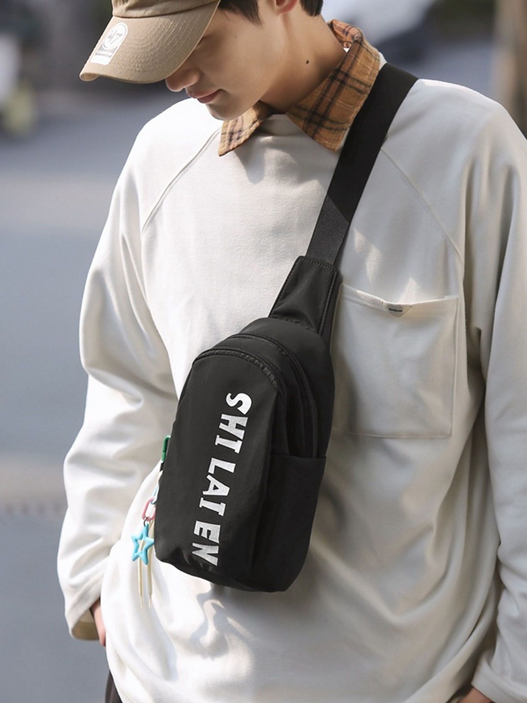 

StyleCast Black Typography Printed Casual Stylish Crossbody Bag