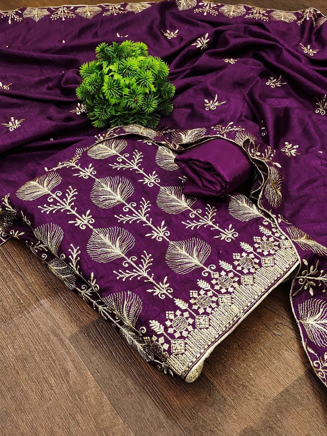 

mimi design Unstitched Dress Material, Purple