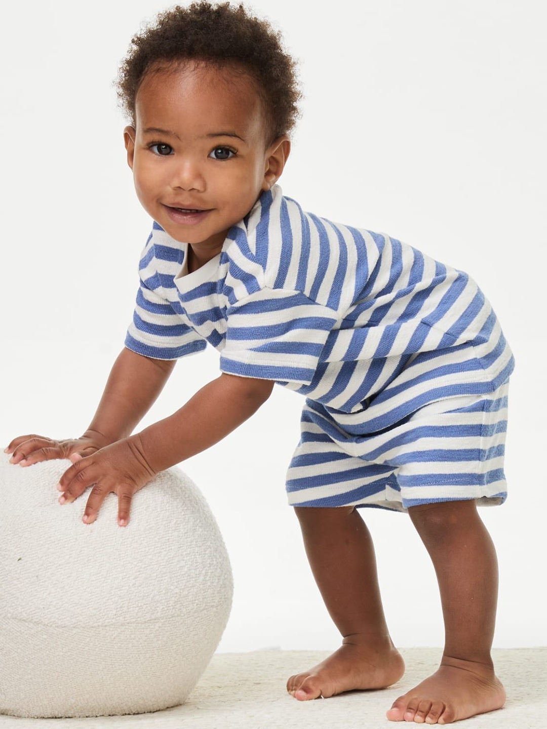 

Marks & Spencer Boys Striped T-shirt with Shorts, Blue