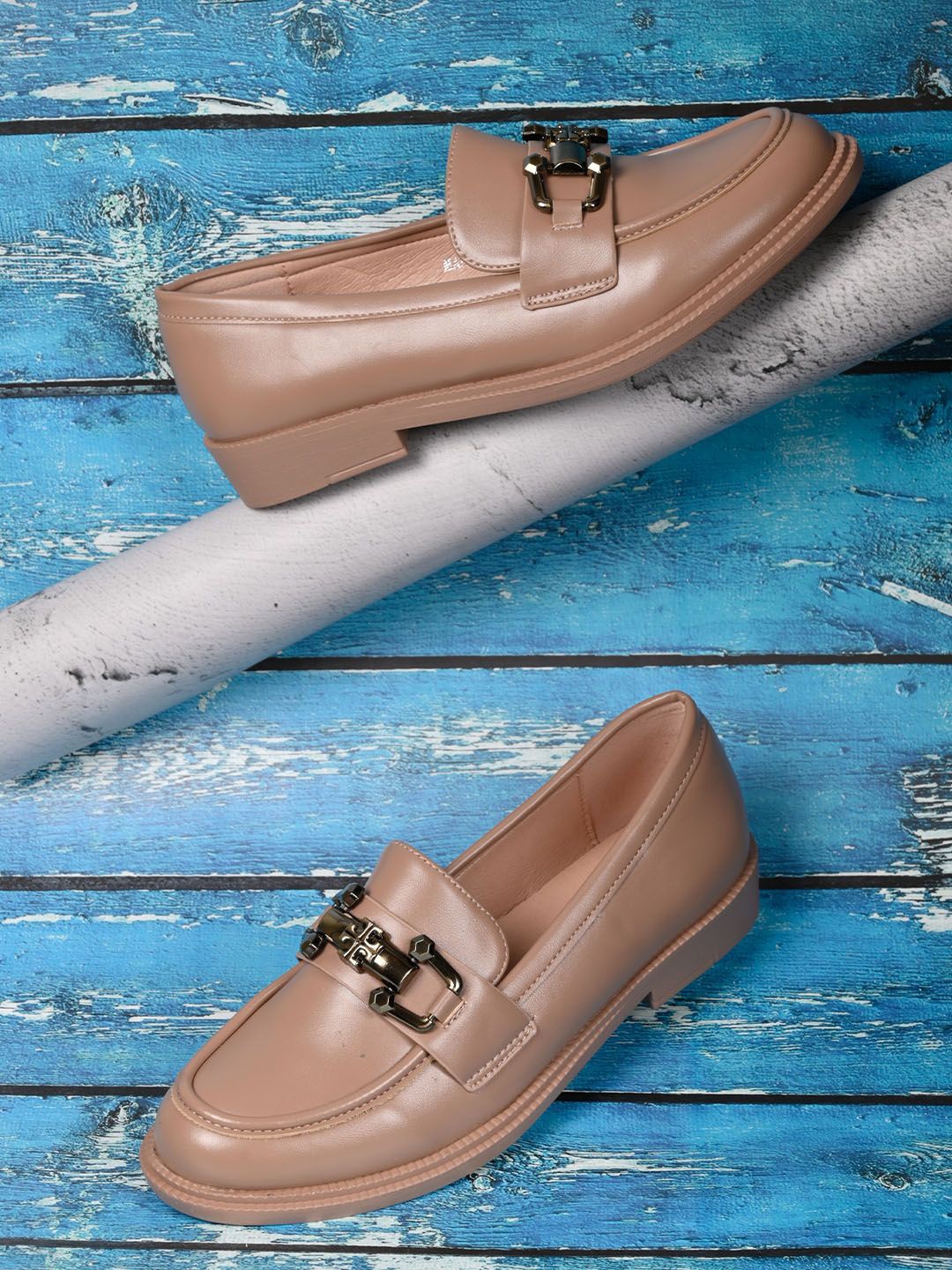 

Ronnie Grey Women Slip-On PU Western - Embellished Loafers, Khaki