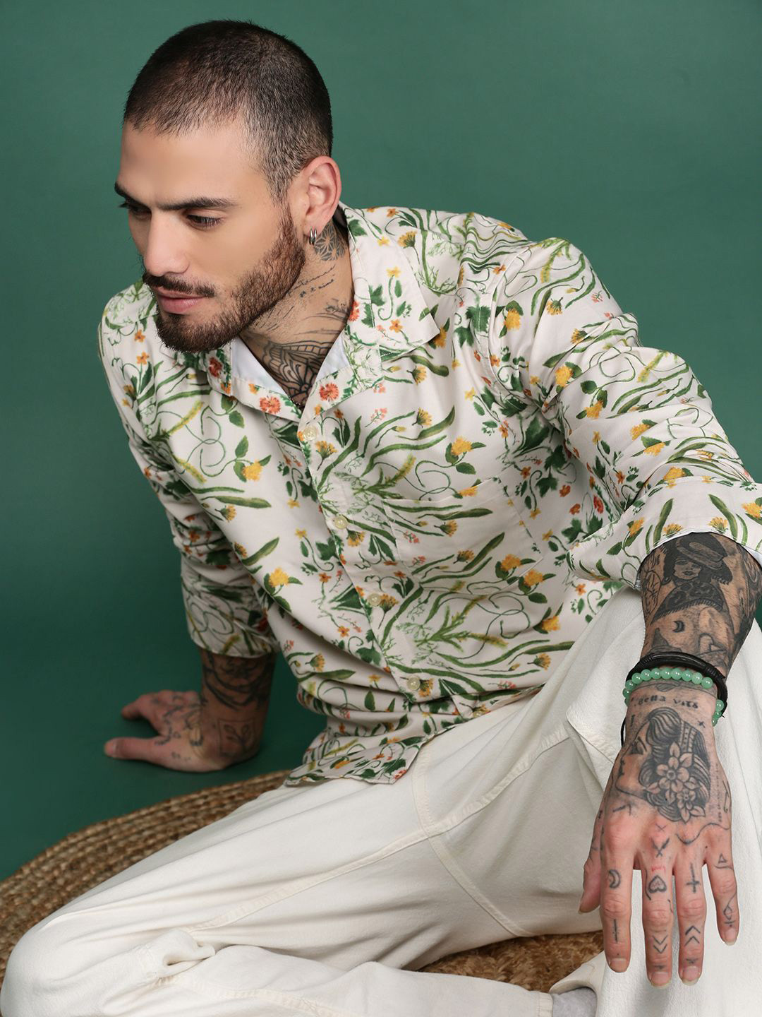 

Sangria Printed Full Sleeve Shirt, White