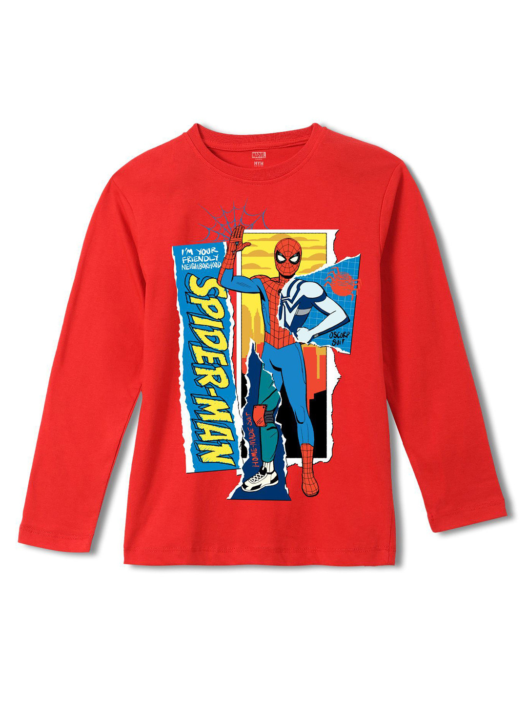 

Wear Your Mind Boys Printed Pure Cotton Applique T-shirt, Red