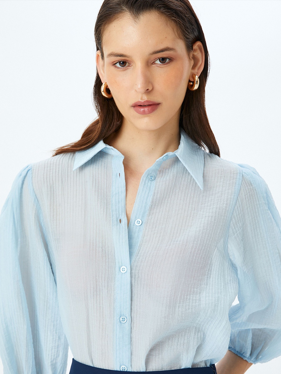 

Koton Women Opaque Striped Casual Shirt, Blue